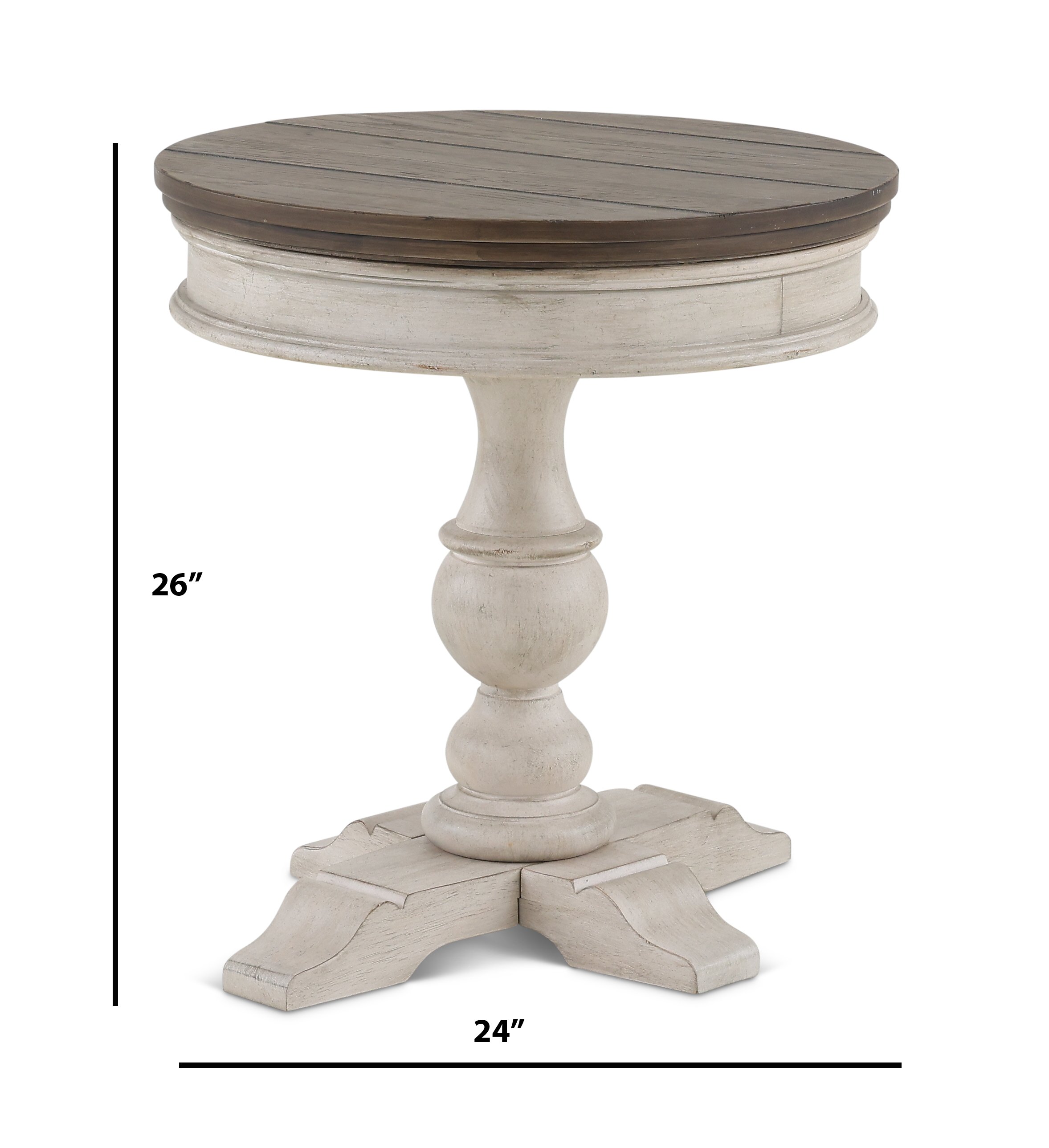 Heartland Weathered White Oak and Tobacco Round Chairside Table-4