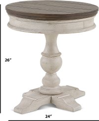 Heartland Weathered White Oak and Tobacco Round Chairside Table-4