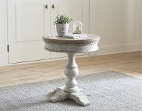 Weathered White Oak and Tobacco Round Chairside Table - Heartland-2