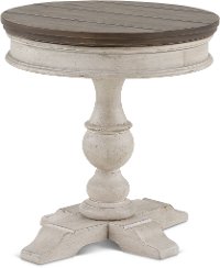 Weathered White Oak and Tobacco Round Chairside Table - Heartland-3