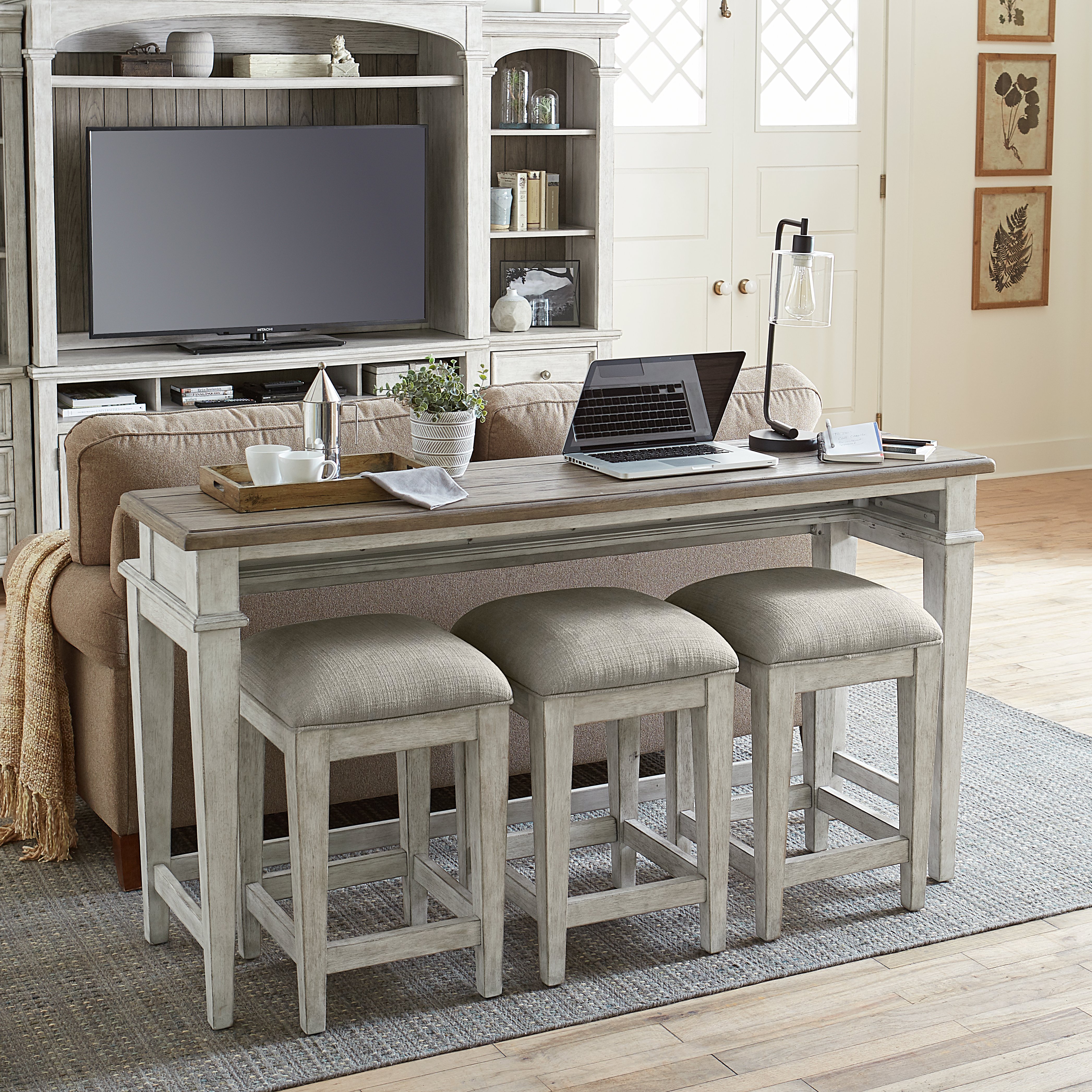 Heartland Weathered White Oak Console Bar Table-2