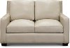 Contemporary Pebble White Leather Loveseat - Logan