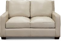 Contemporary Pebble White Leather Loveseat - Logan