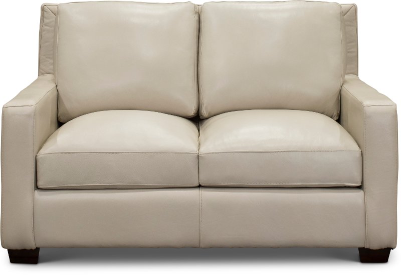 Contemporary Pebble White Leather Loveseat Logan Rc Willey
