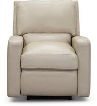 Contemporary Pebble White Leather Power Recliner - Logan-3