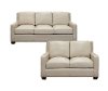 White Leather 2 Piece Living Room Set with Sofa Bed - Logan