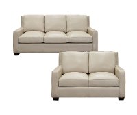 White Leather 2 Piece Living Room Set with Sofa Bed - Logan