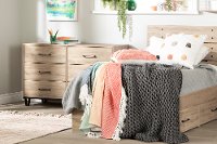 11028 Industrial Modern Rustic Oak Twin Platform Bed - Fakto-3