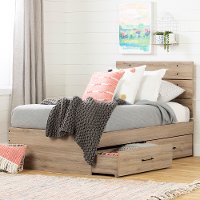 12169 Rustic Oak Platform Twin Storage Bed - Fakto