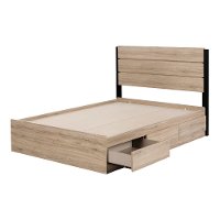 12207 Rustic Oak Platform Storage Full Size Bed - Fakto-2