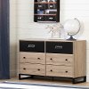 11019 Industrial Modern Rustic Oak and Black Dresser - Induzy