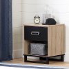 11021 Industrial Modern Rustic Oak and Black Nightstand - Induzy