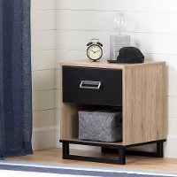 11021 Industrial Modern Rustic Oak and Black Nightstand - Induzy