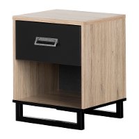 11021 Industrial Modern Rustic Oak and Black Nightstand - Induzy-2