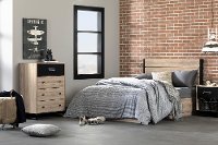 11021 Industrial Modern Rustic Oak and Black Nightstand - Induzy-4