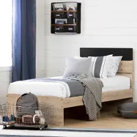 11022 Industrial Modern Rustic Oak Twin Platform Bed - Induzy