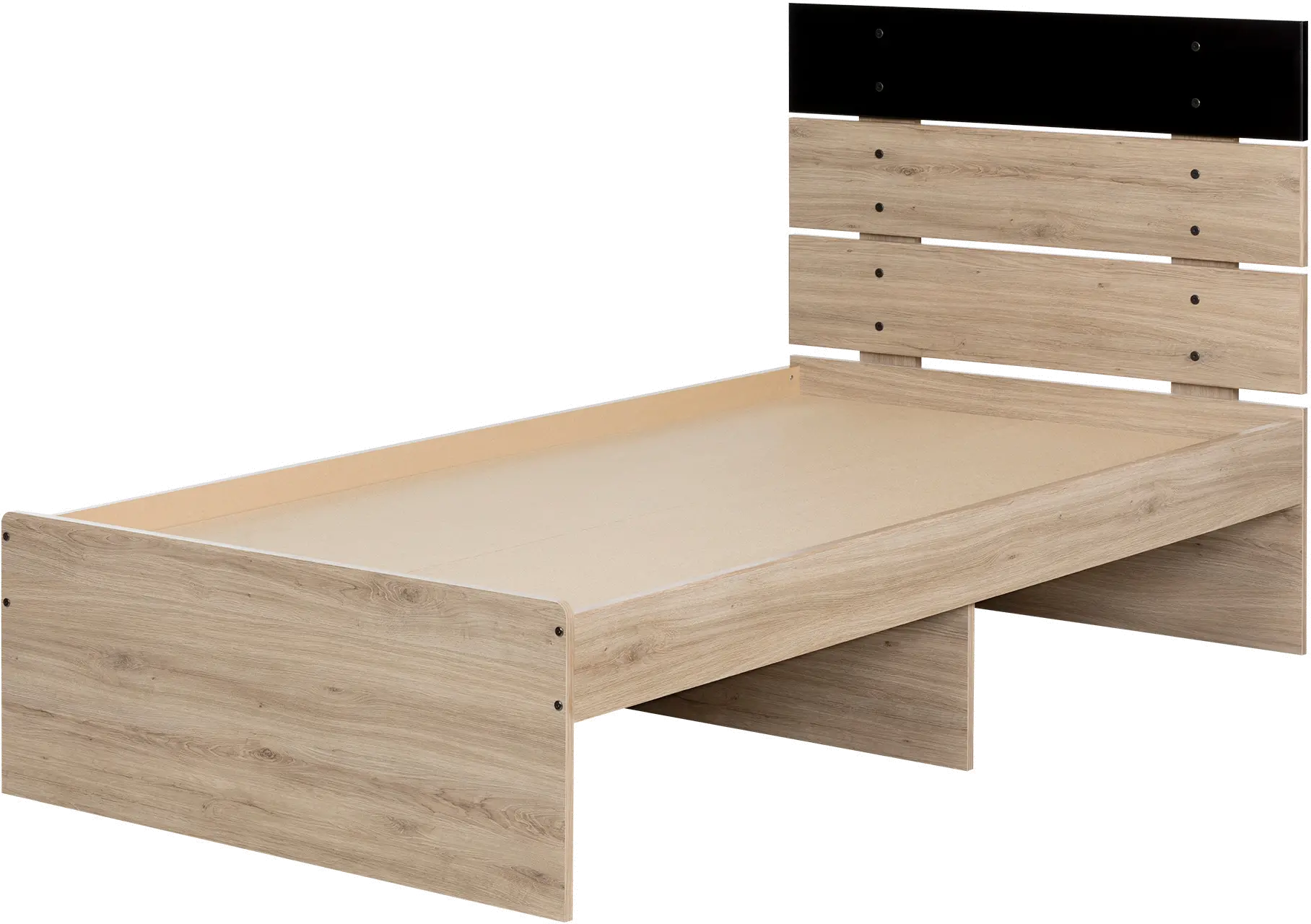 11022 Industrial Modern Rustic Oak Twin Platform Bed - Induzy-2