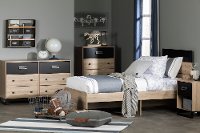 11022 Industrial Modern Rustic Oak Twin Platform Bed - Induzy-3