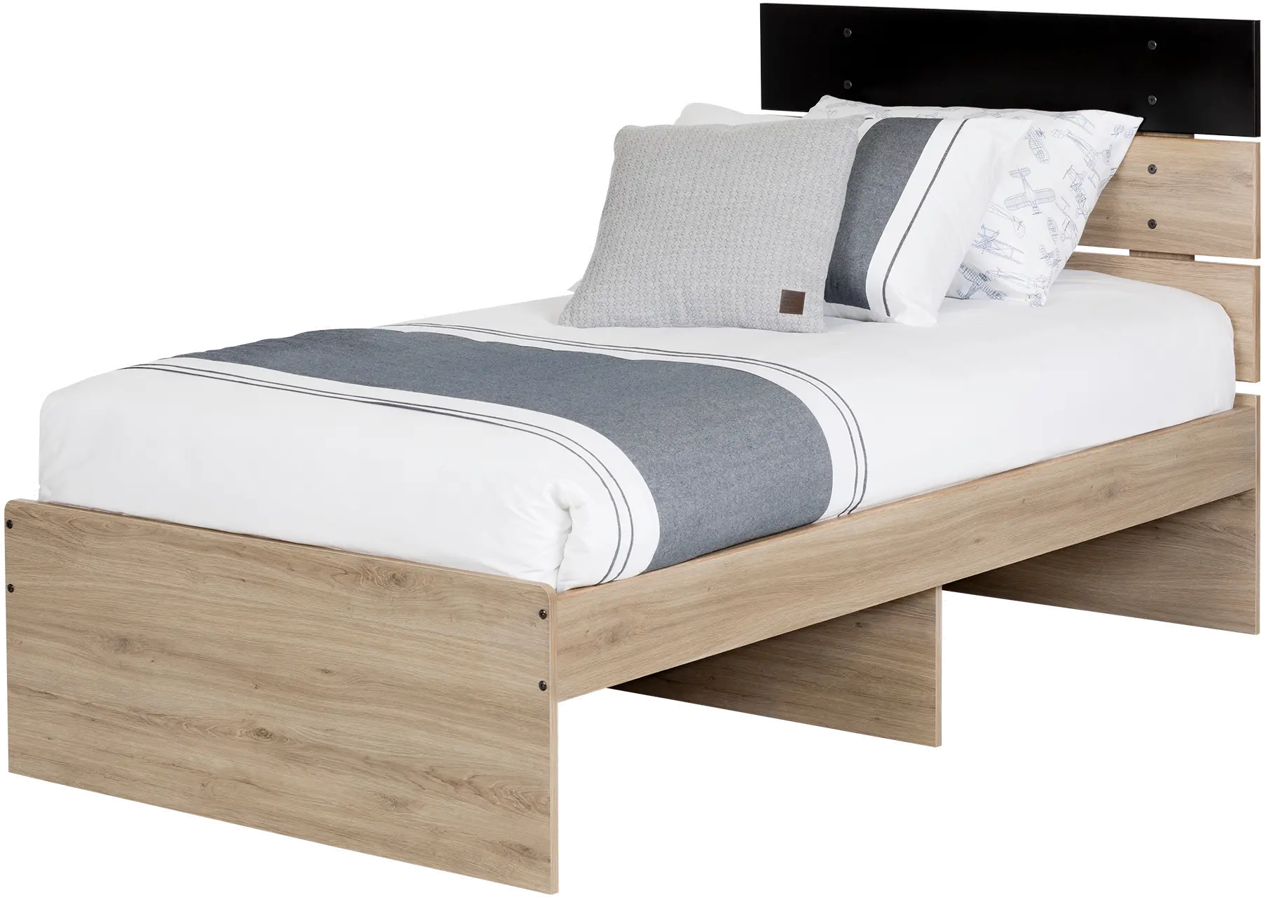 11022 Industrial Modern Rustic Oak Twin Platform Bed - Induzy-5