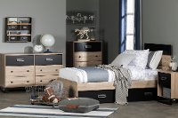 12168 Rustic Oak and Black Platform Twin Storage Bed - Induzy-2