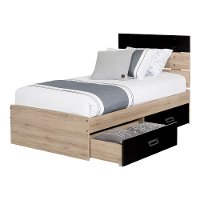 12168 Rustic Oak and Black Platform Twin Storage Bed - Induzy-5