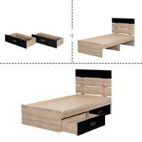 12168 Rustic Oak and Black Platform Twin Storage Bed - Induzy-7