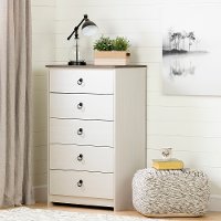 12234 Whitewash 5 Drawer Chest - Plenny-1