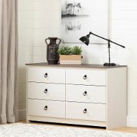 12235 Whitewash 6 Drawer Dresser - Plenny