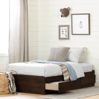 11961 Brown Oak Twin Storage Platform Bed - Aviron