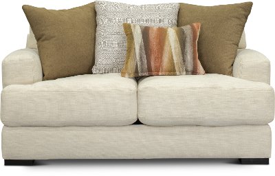 Contemporary Ivory White Loveseat - Carlin