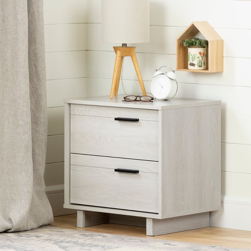 Modern Light Gray Oak Nightstand Fynn Rc Willey Furniture Store