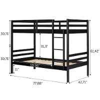 11822 Modern Black Twin-over-Twin Bunk Bed - Fakto-6