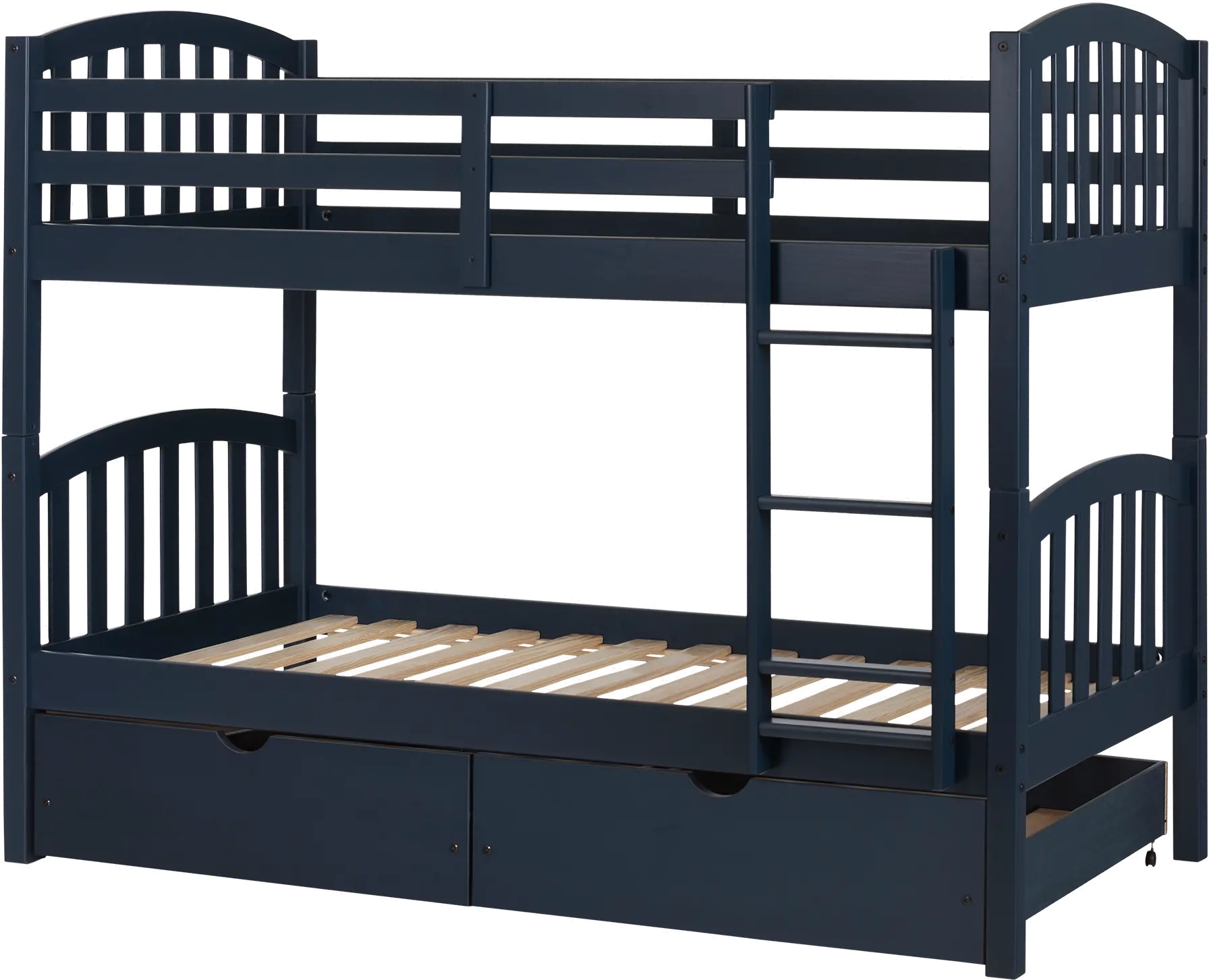 11824 Navy Blue Twin-over-Twin Bunk Bed with Drawers - Ulysses-2