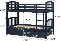 11824 Navy Blue Twin-over-Twin Bunk Bed with Drawers - Ulysses-4