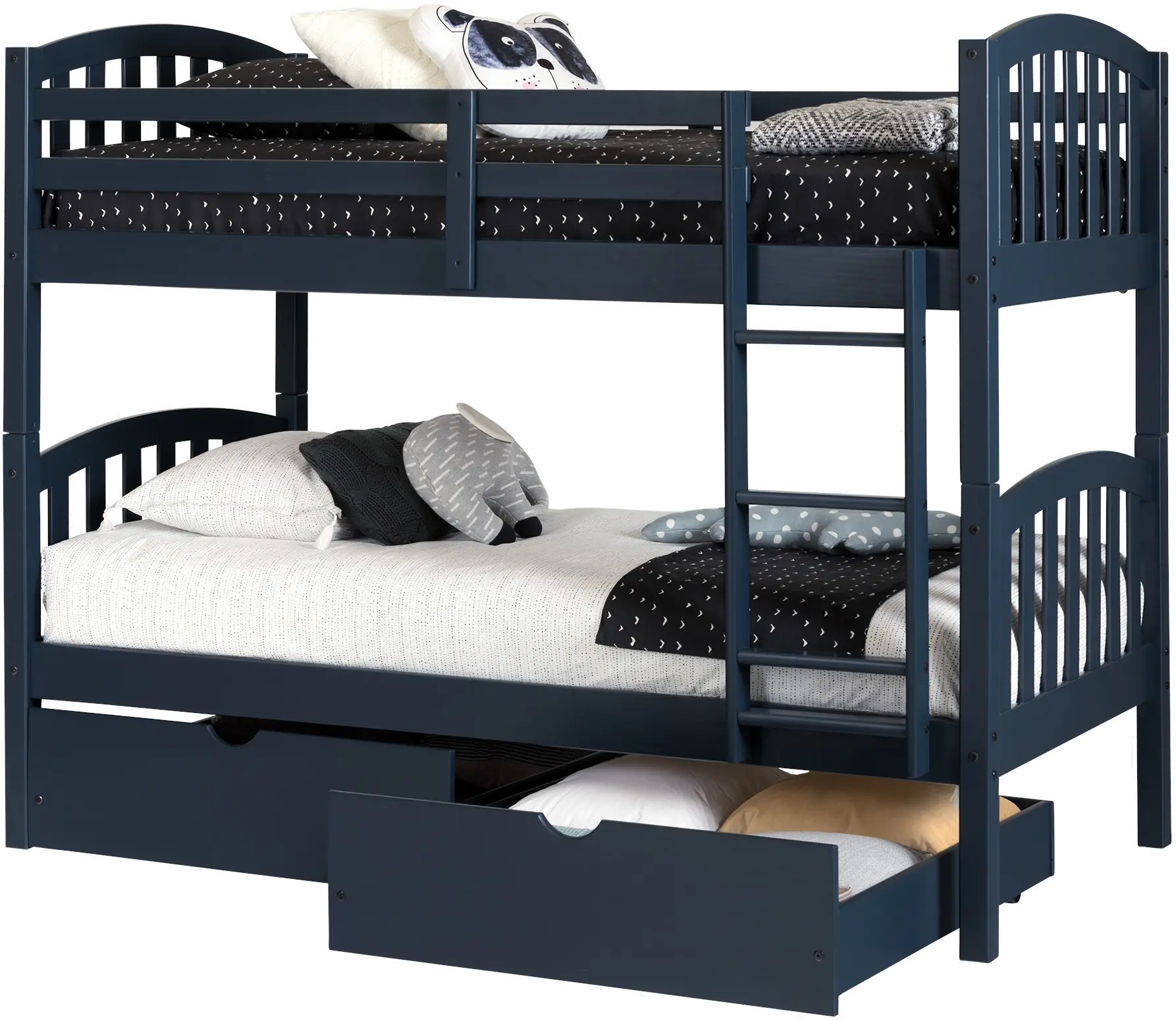 11824 Navy Blue Twin-over-Twin Bunk Bed with Drawers - Ulysses-5