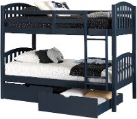 11824 Navy Blue Twin-over-Twin Bunk Bed with Drawers - Ulysses-5