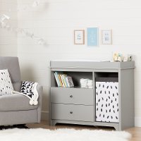 10543 Classic Soft Gray Changing Table and Hamper - Vito