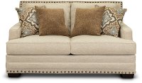 Casual Traditional White Linen Loveseat - Anna-4