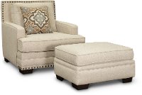 Casual Traditional White Linen Chair - Anna-4