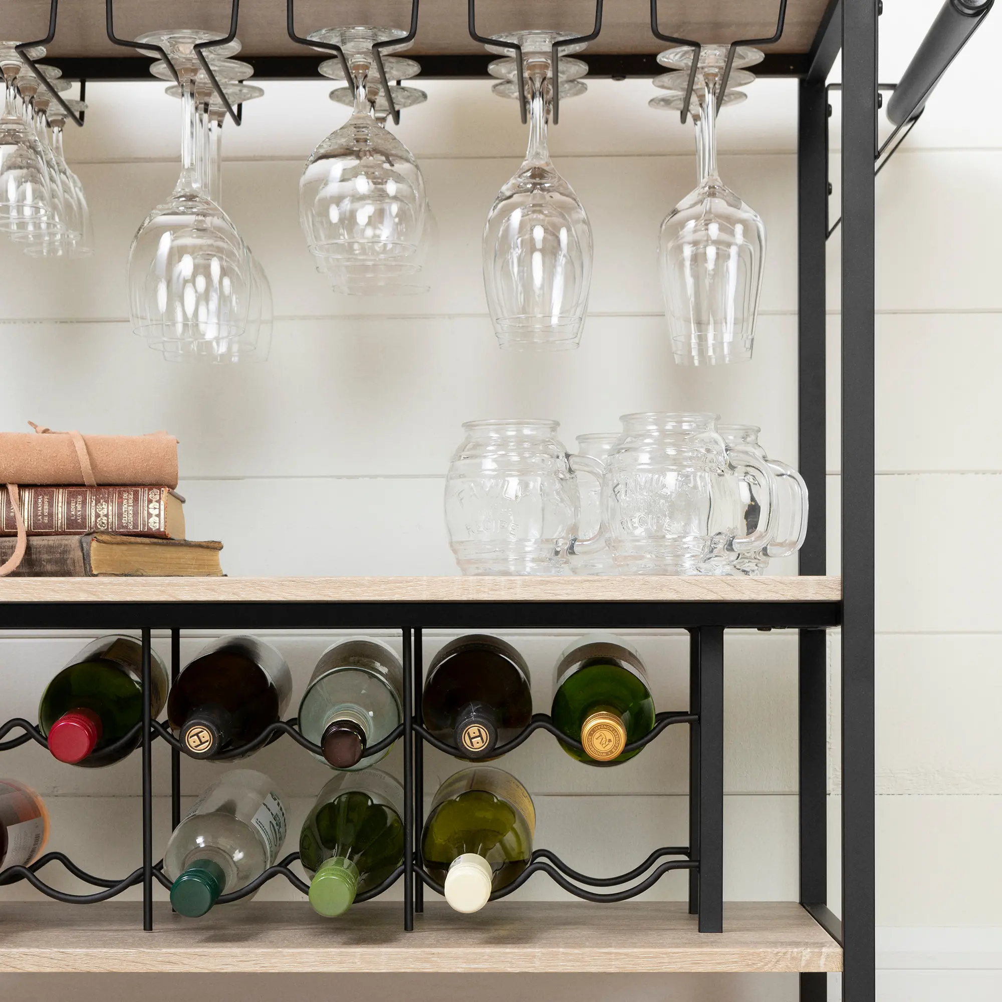 12070 White Oak and Black Industrial Bar Cart - Munich-3
