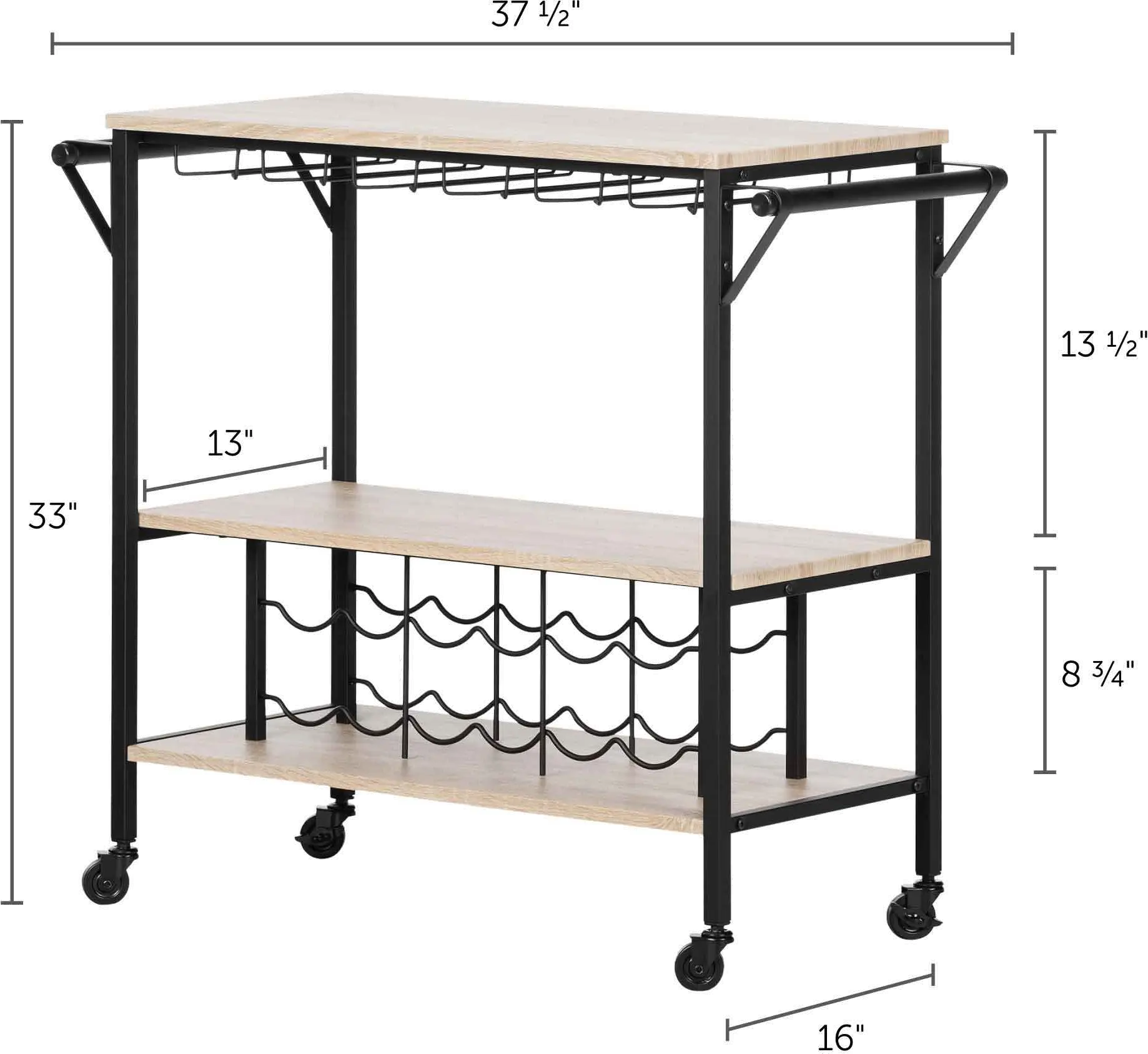12070 White Oak and Black Industrial Bar Cart - Munich-7