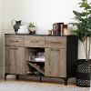 10710 Weathered Oak and Ebony Bar Cabinet - South Shore