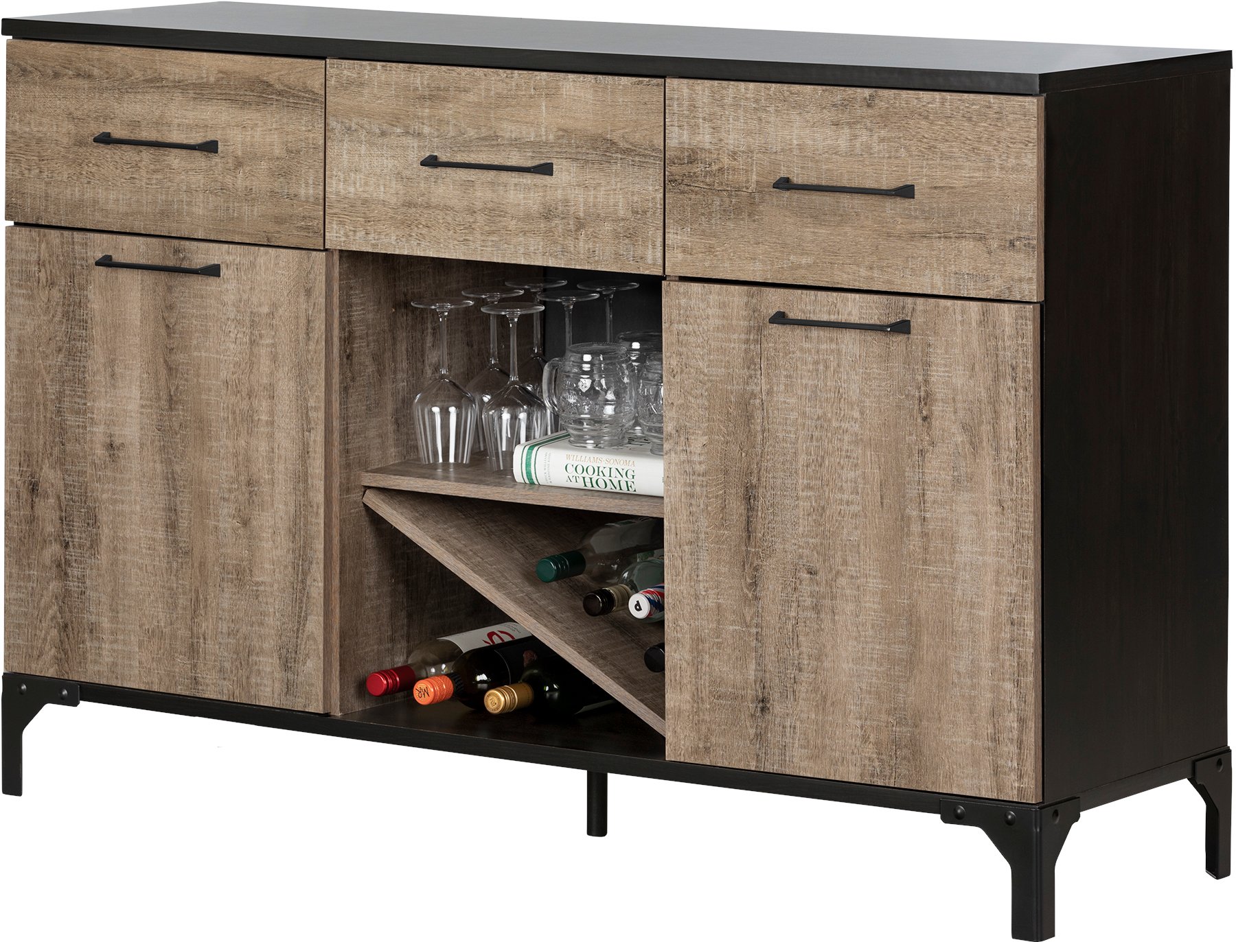 10710 Weathered Oak and Ebony Bar Cabinet - Valet-5