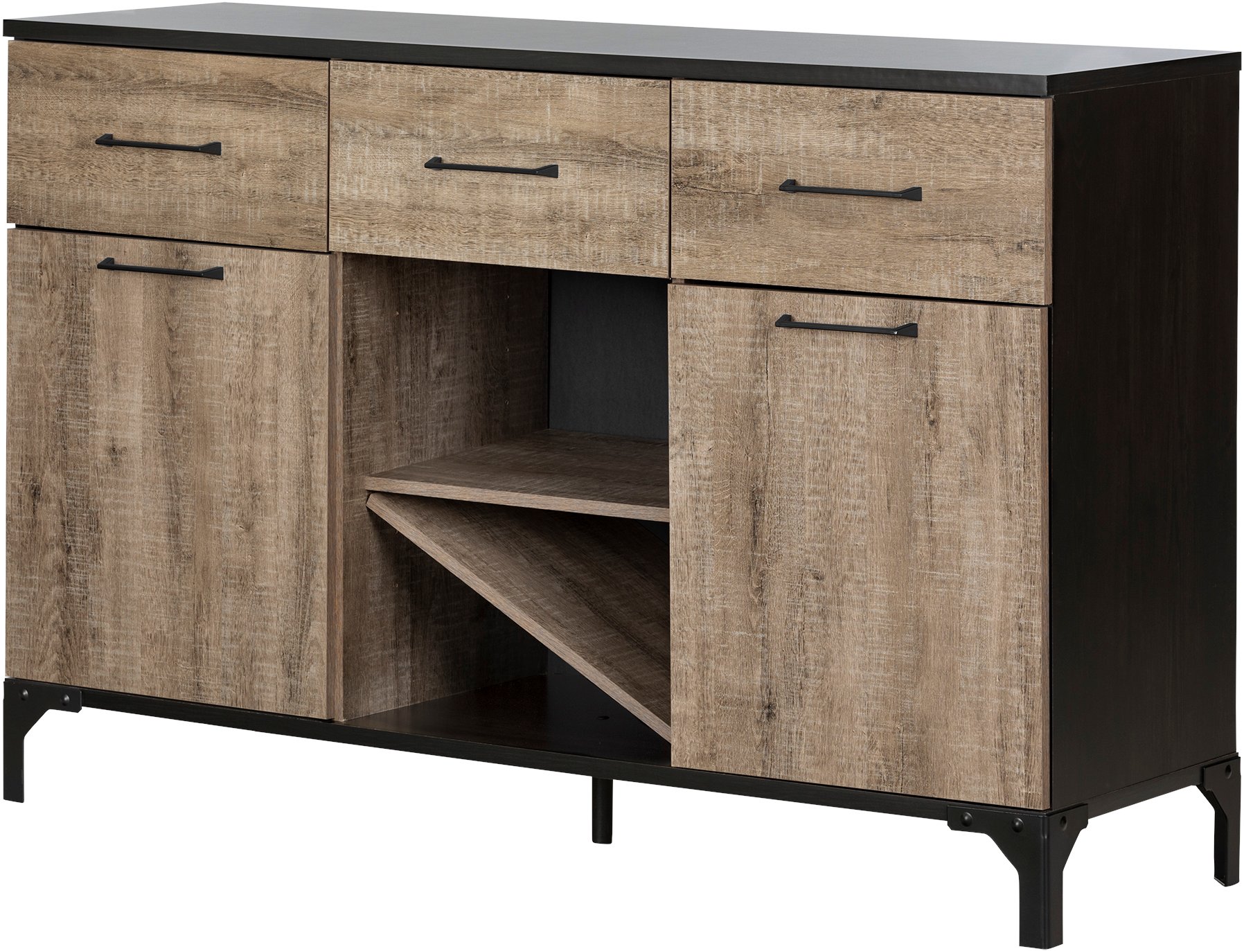 10710 Weathered Oak and Ebony Bar Cabinet - Valet-7