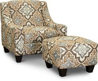 Casual Traditional Brown and Blue Accent Chair - Anna-2