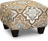 Casual Traditional Brown and Blue Accent Ottoman - Anna