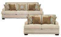 Casual White Linen 2 Piece Living Room Set - Anna