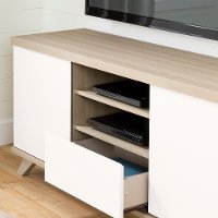 12163 Soft Elm and Pure White 60 Inch TV Stand - Cinati -2