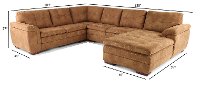 Taupe Brown 4 Piece Sectional Sofa with RAF Chaise - Sandy