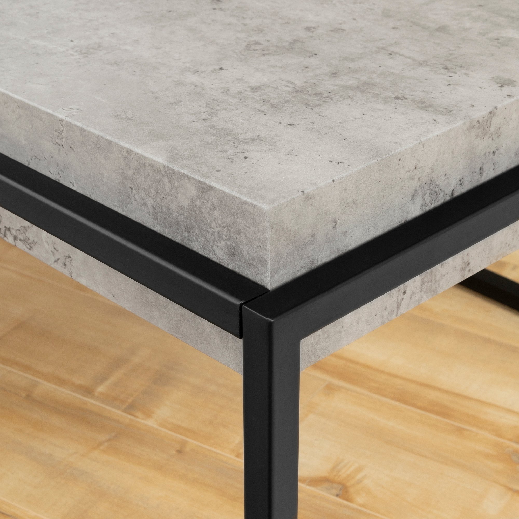 12066 Concrete Gray and Black Coffee Table - Mezzy-3
